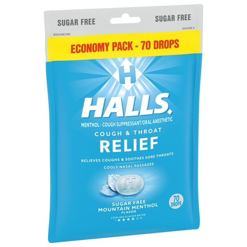 HALLS Relief Mountain Menthol Sugar Free Cough Drops, Economy Pack, 70 Ct