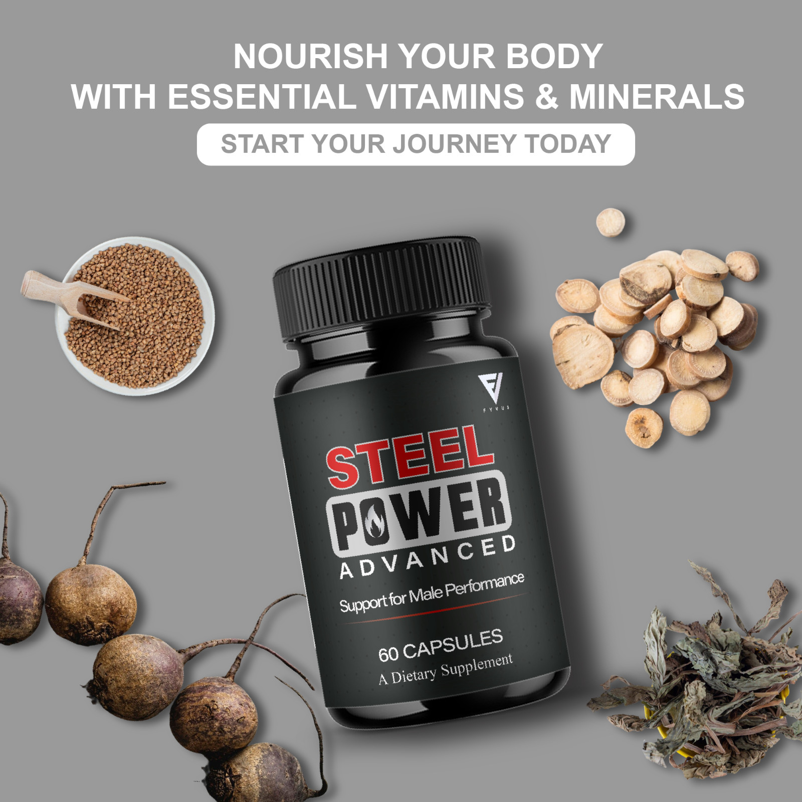 (3 Pack) Steel Power Advanced Performance Supplement, Steel Power (180 Capsules)