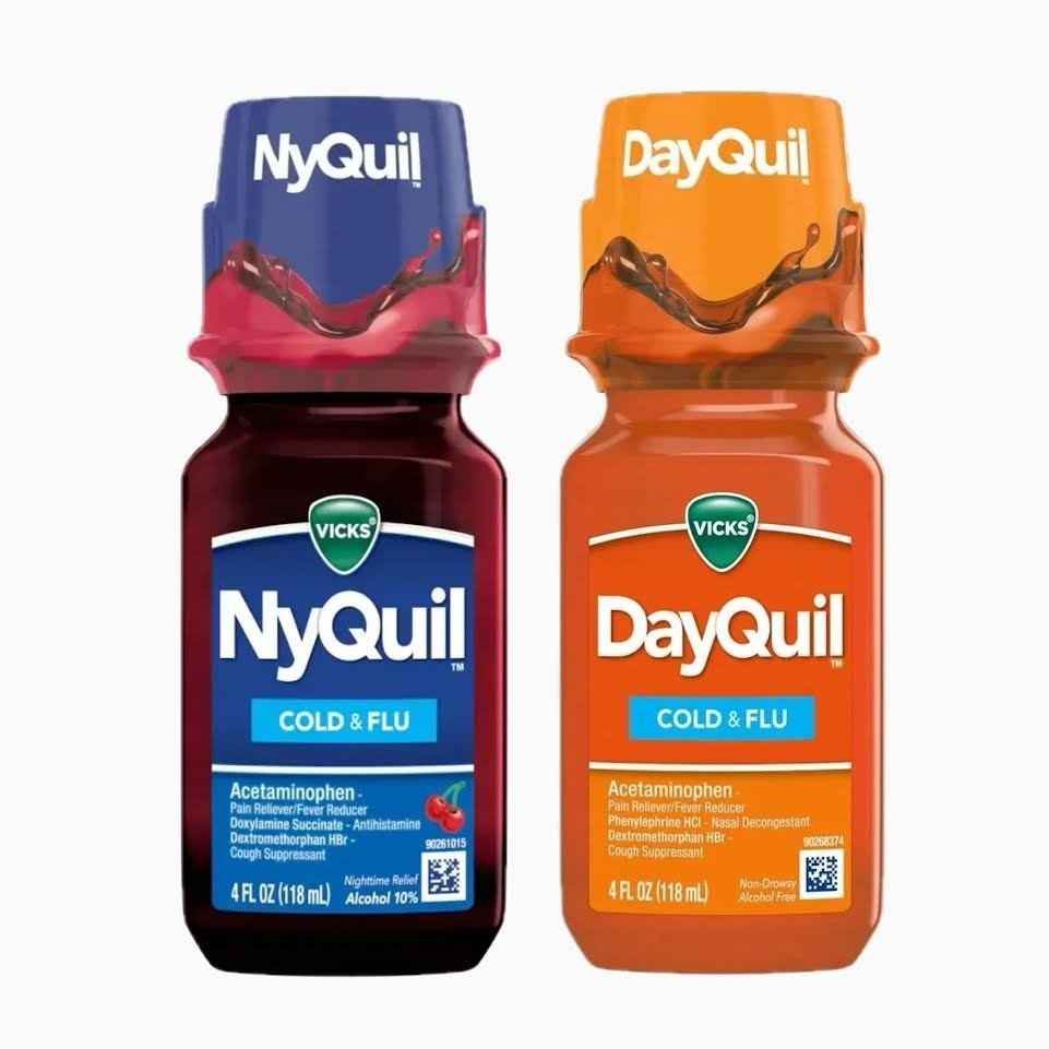 Vicks DayQuil & Nyquil Cold and Flu Relief Liquid Medicine Relief, 4 Oz