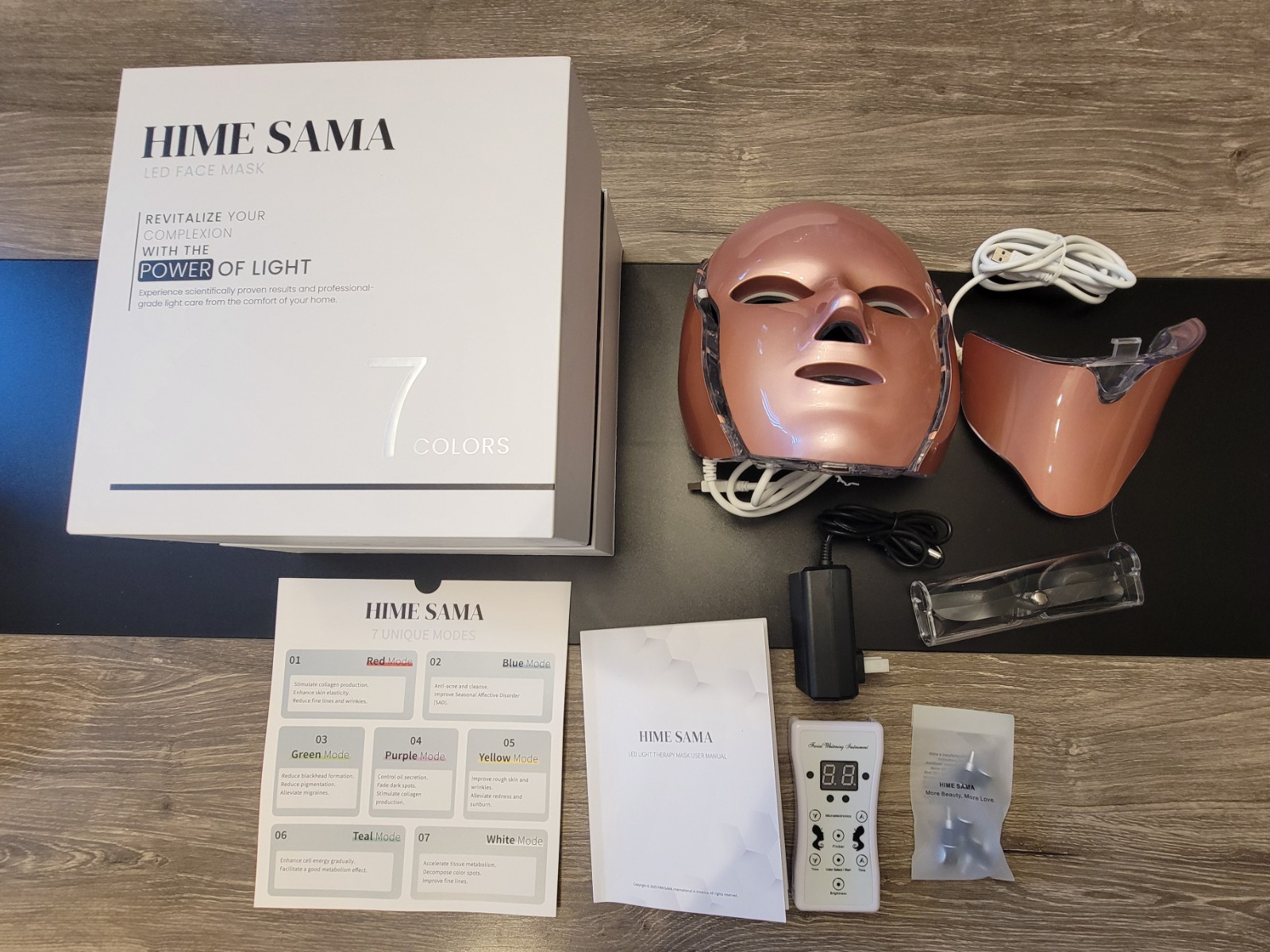 Hime Sama LED Face & Neck Mask, 7 Colors, Blue & Red & More