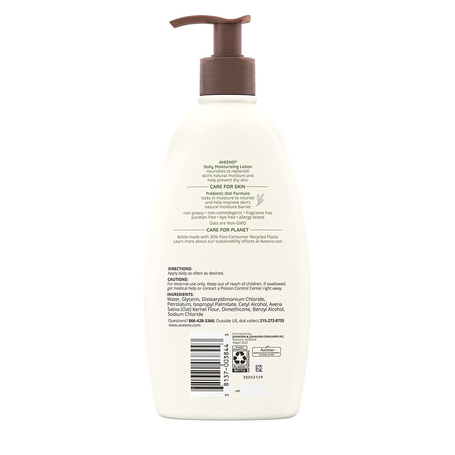 3 Pack Aveeno Daily Moisturizing Body Lotion Soothing Oat & Rich Emollients 18oz