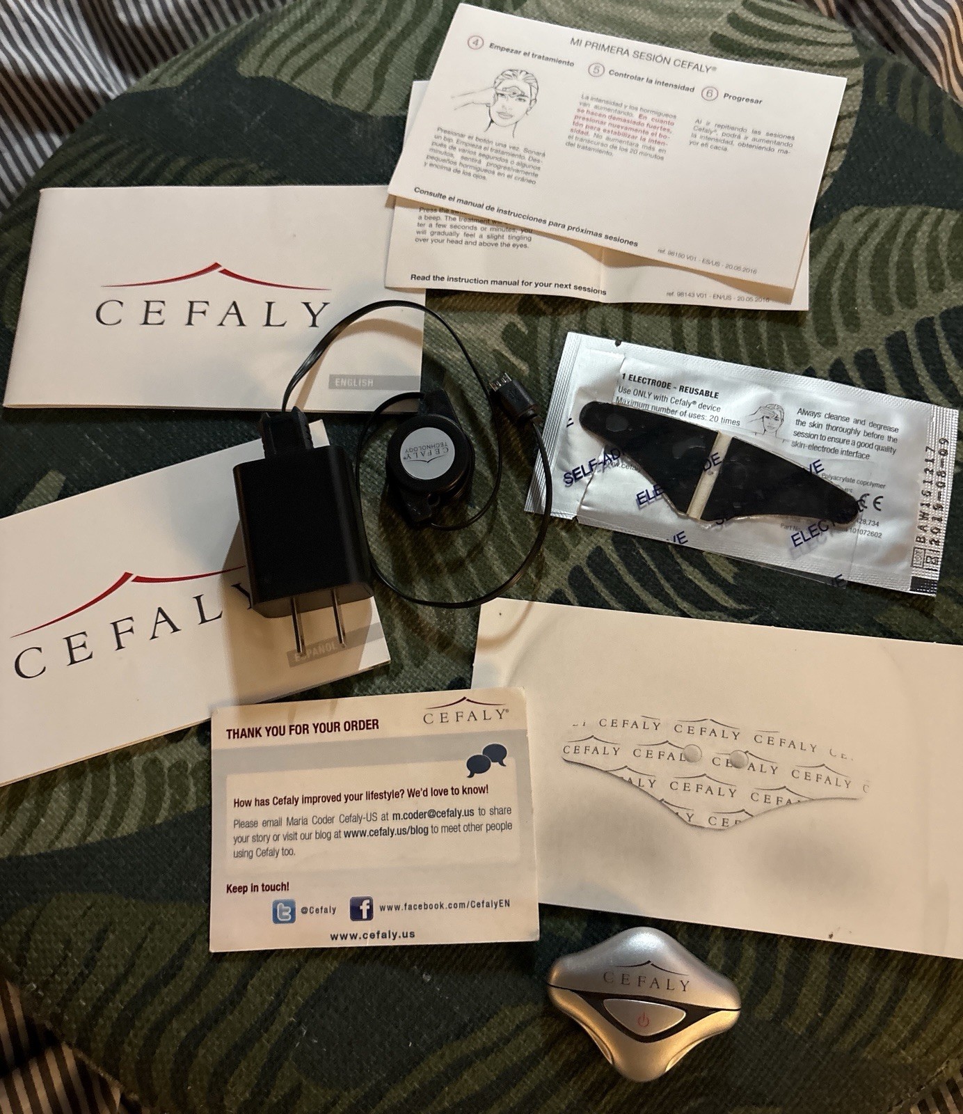 Cefaly Compact Migraine Treatment Device, Manual, Charger, Case And Box