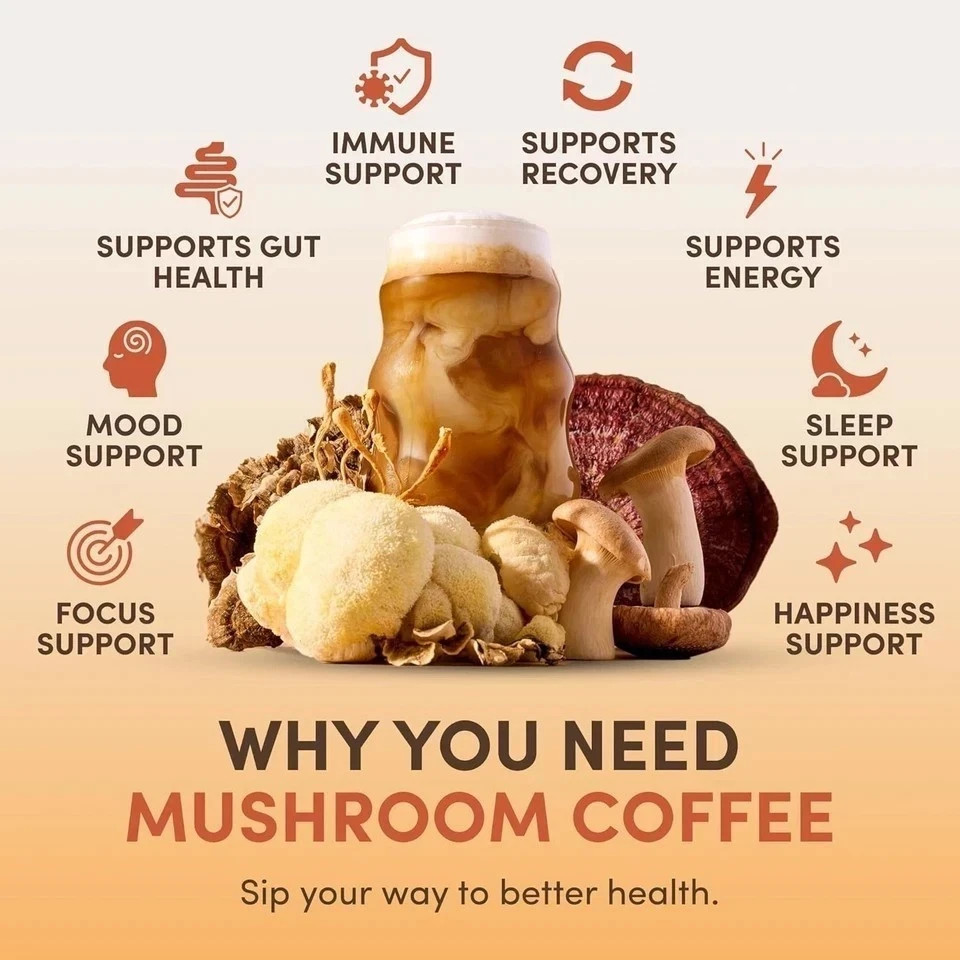 RYZE Mushroom Coffee USDA Organic with 6 Adaptogenic Mushrooms 30 servings New