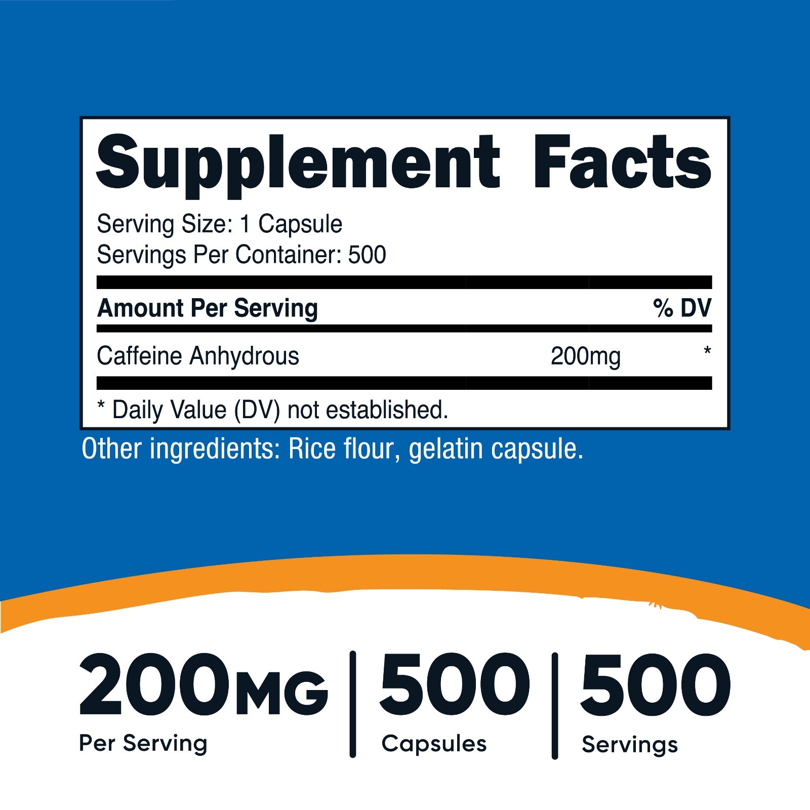 Nutricost Caffeine Pills, 500 Capsules, 500 Servings, 200mg Per Serving