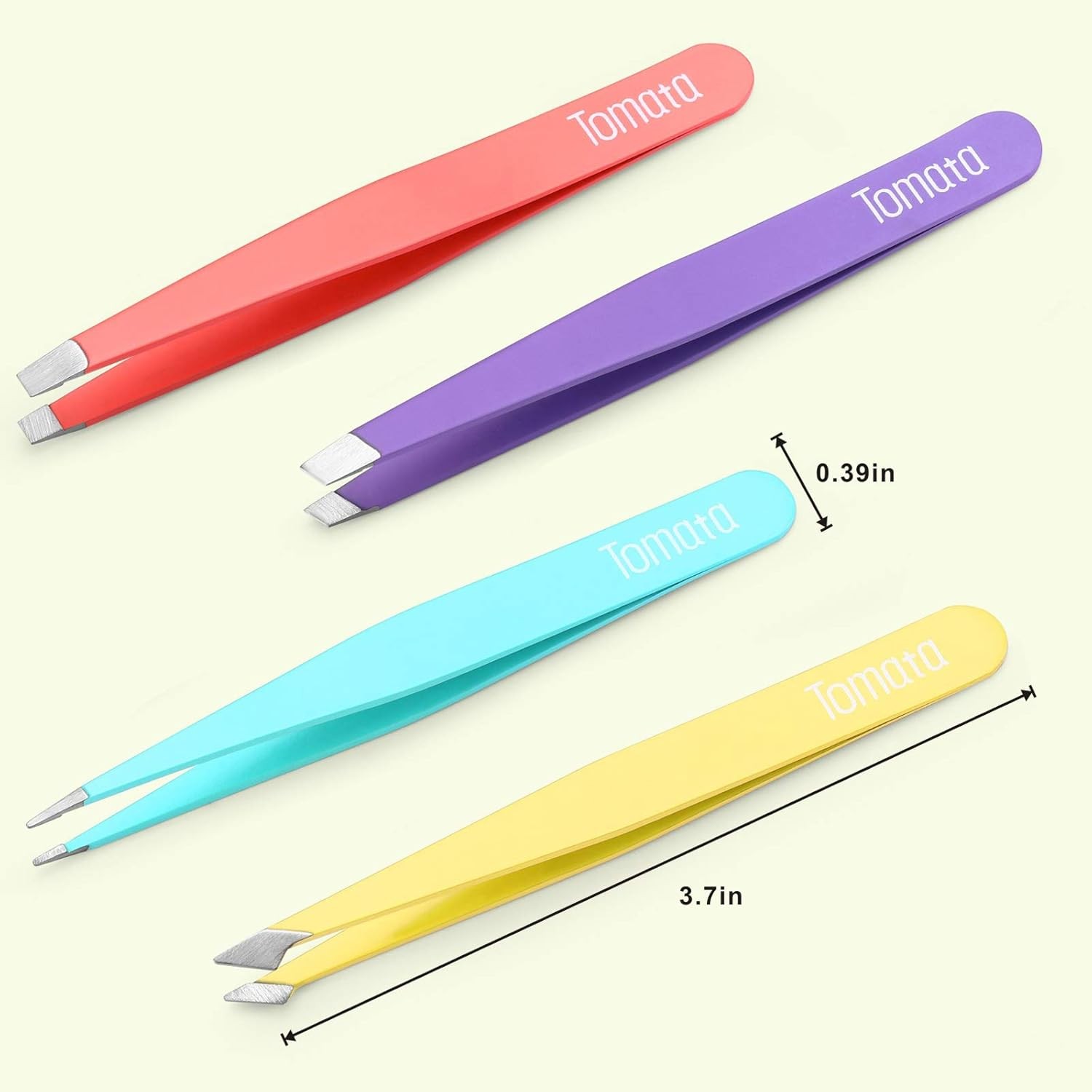 Tomata Tweezers for Eyebrows, Slant Tip and Pointed Eyebrow Tweezer Set