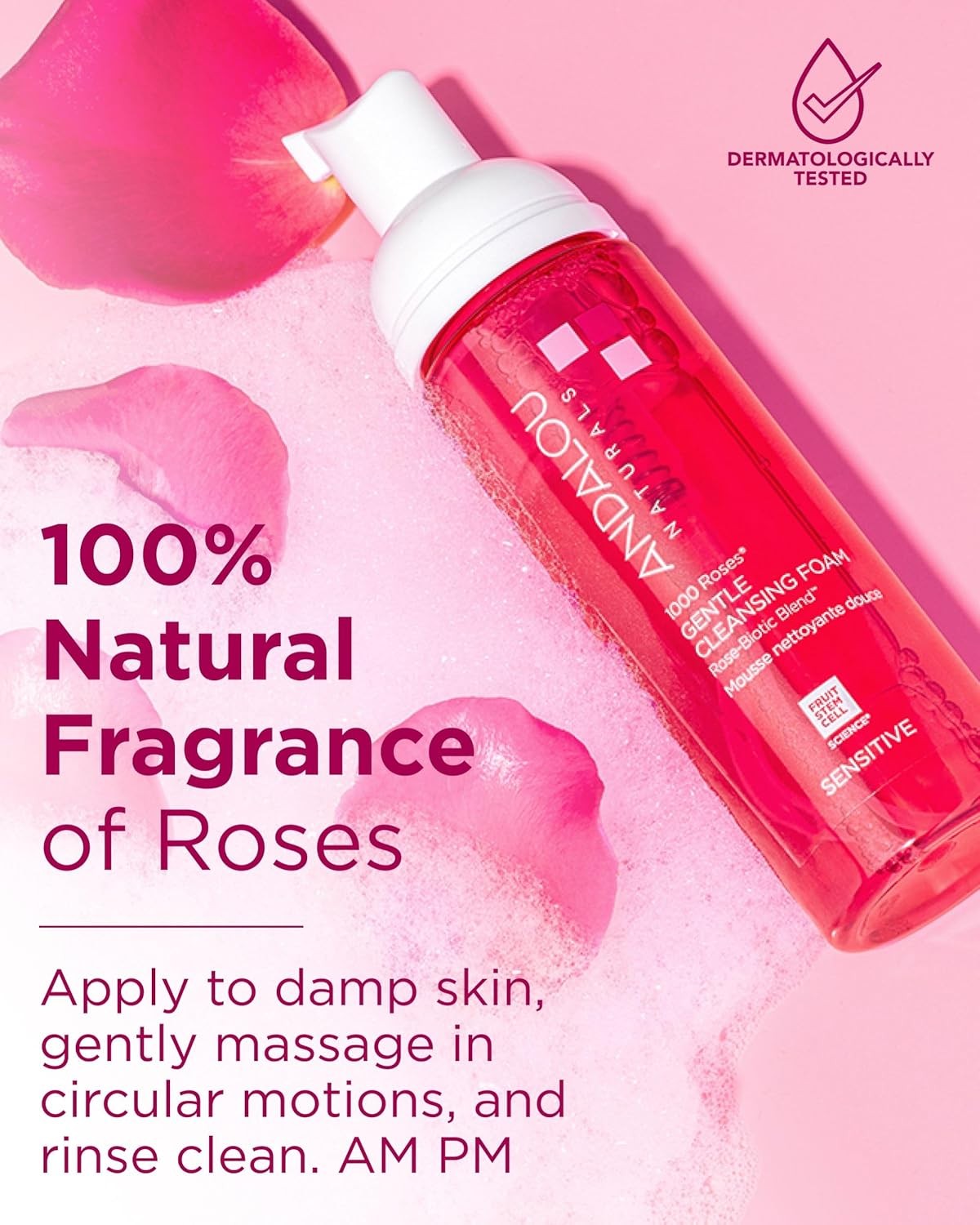 Andalou Naturals, 1000 Roses Gentle Cleansing Foam Sensitive, 5.5 Oz