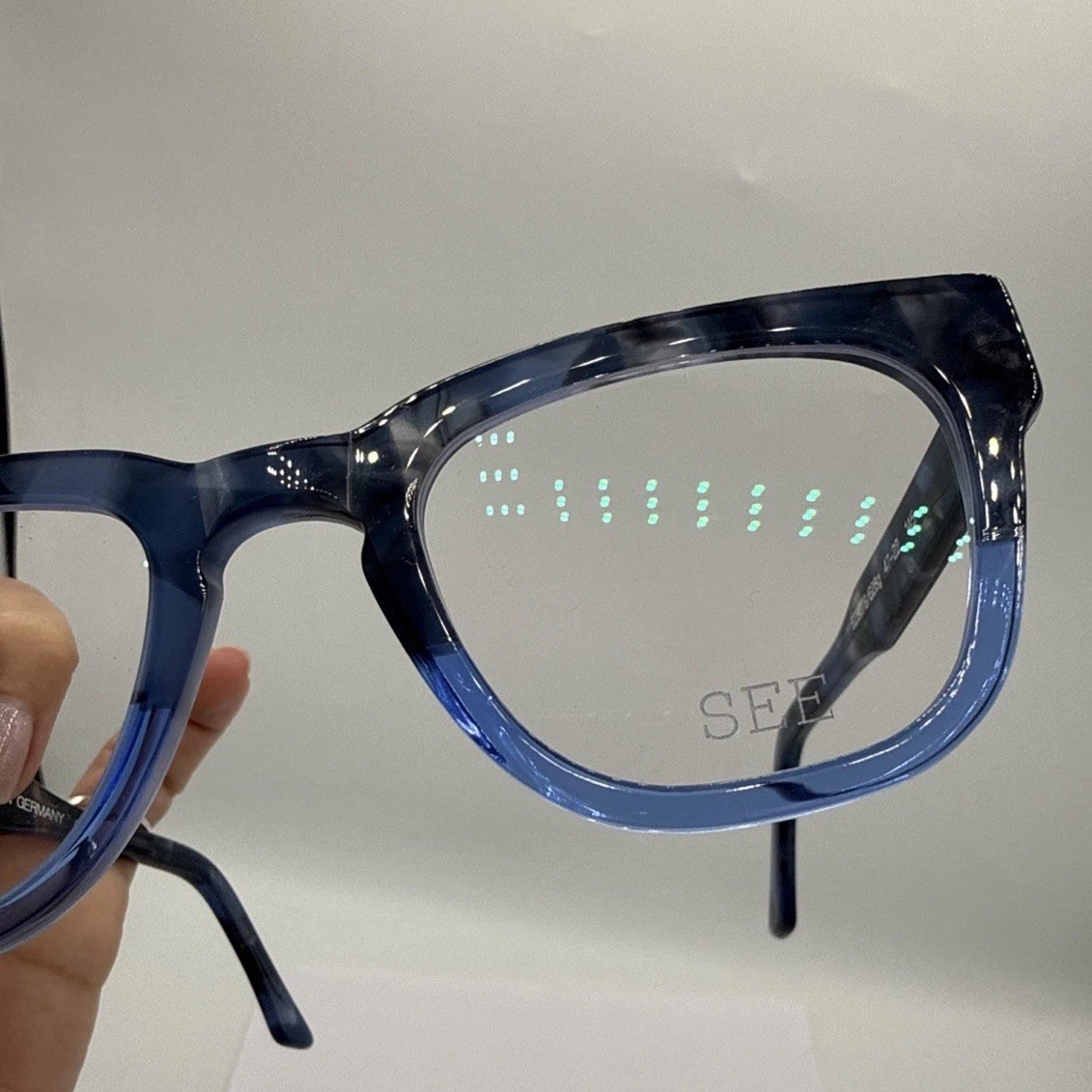 SEE Eyewear 1241 Blue Marbled Eyeglasses 47-22-145 Unisex NO BOX NEW !handmade