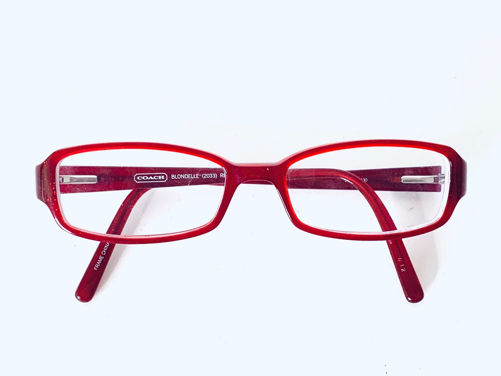 Coach Red Clear Rectangular Glasses W Flex Temple Blondelle 2033 47 16 130