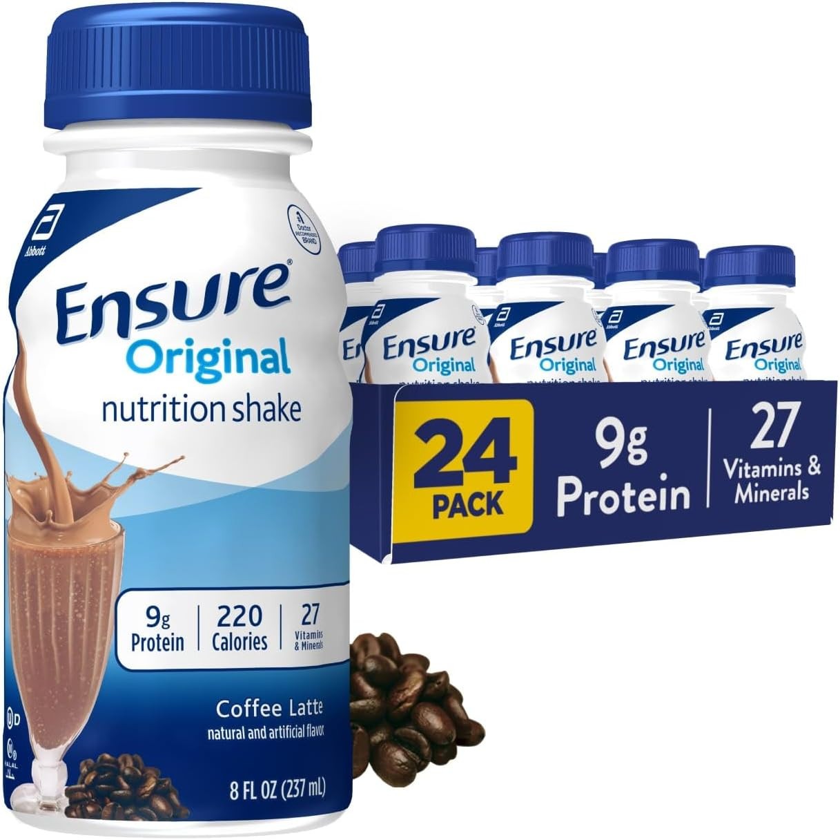 Original Coffee Latte Nutrition Shake 24 Pack 8 fl oz 9g Protein