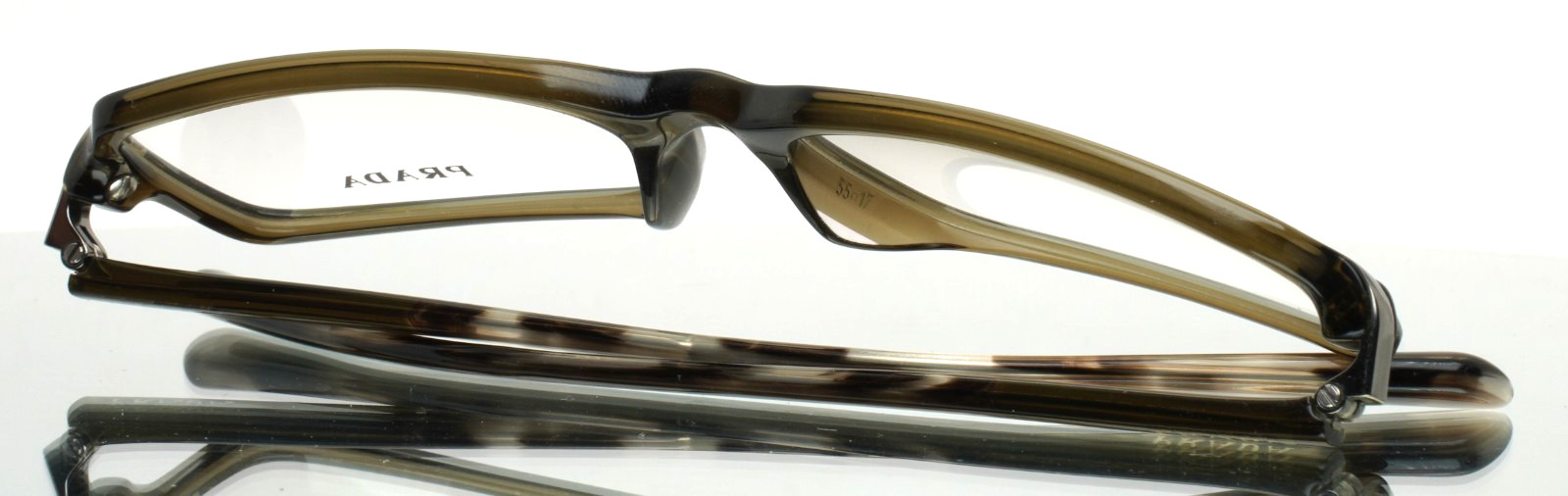PRADA VPR04N-A 0AQ-1O1 Olive Mens Rectangle Full Rim Eyeglasses 55-17-140 B:32