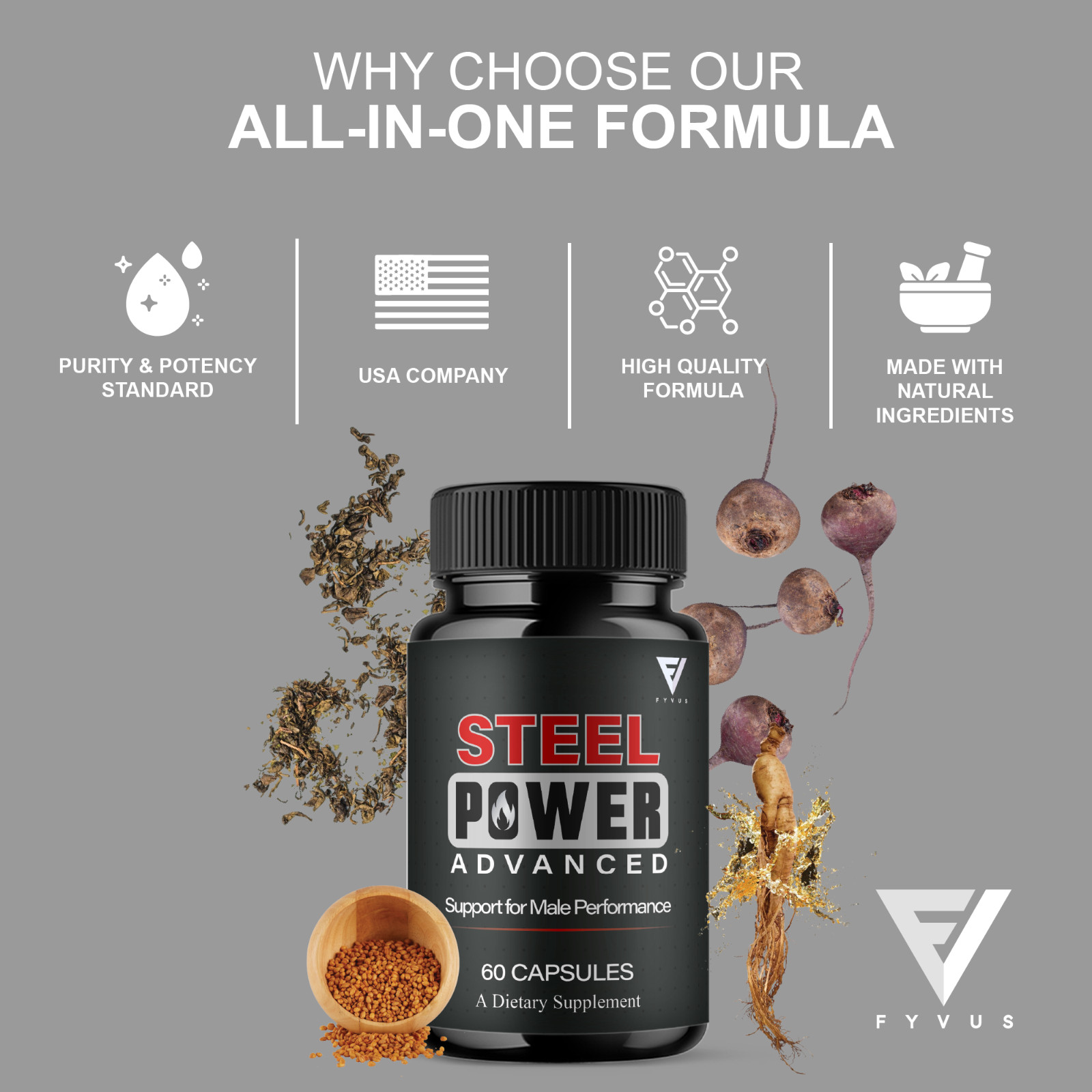 (3 Pack) Steel Power Advanced Performance Supplement, Steel Power (180 Capsules)