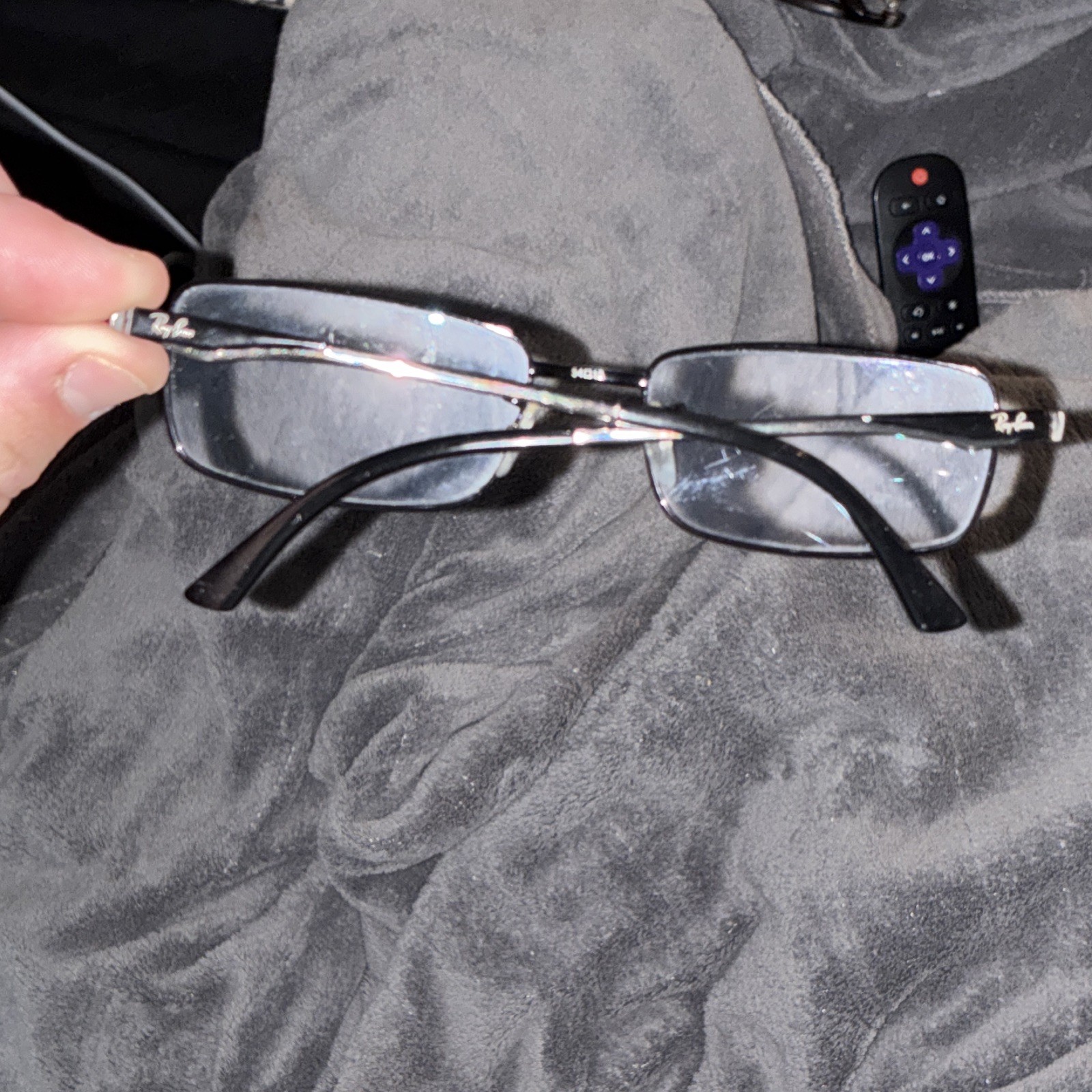 Ray-Ban Titanium Rectangular Eyeglasses Frames, Black Solid, Made in China