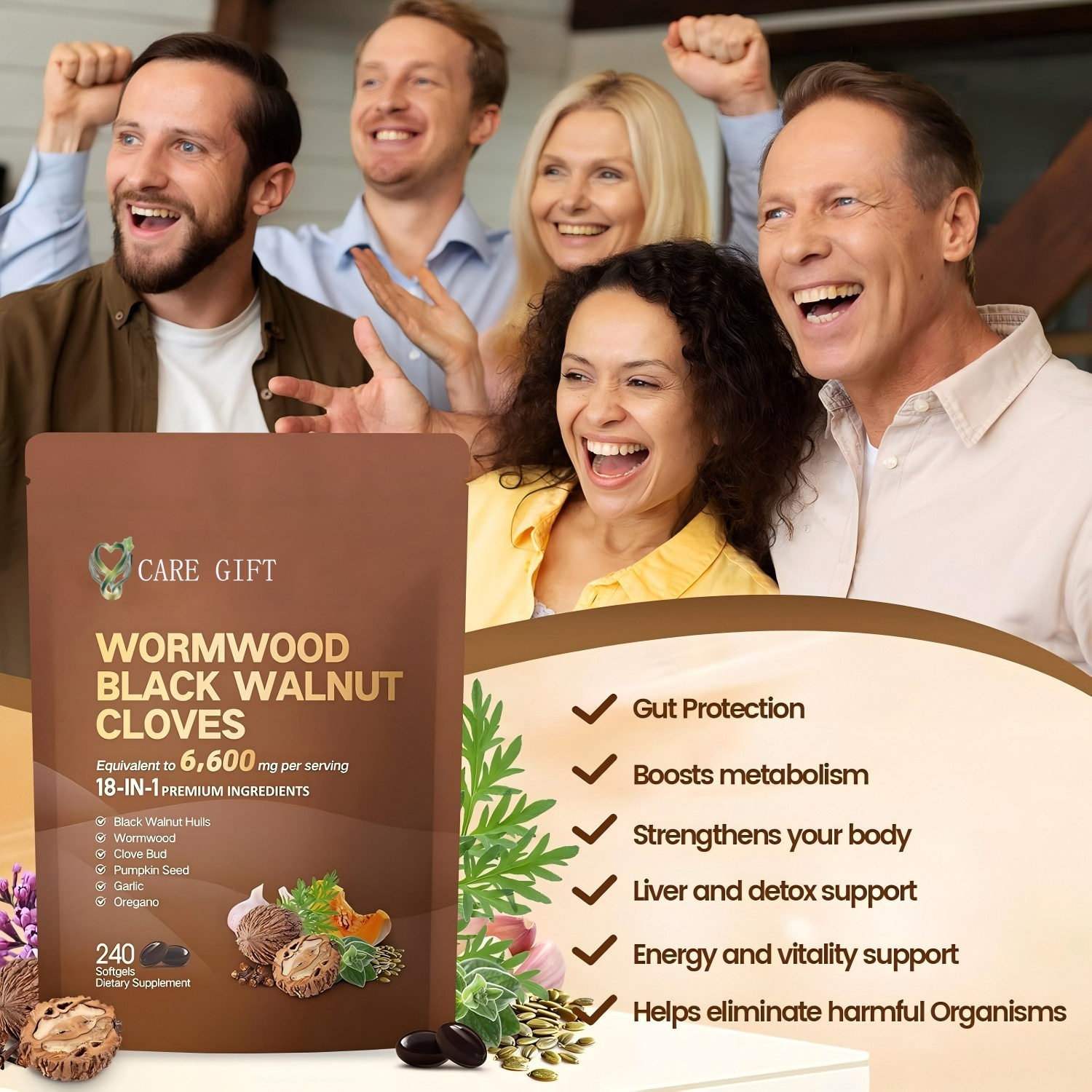 18-in-1 Black Walnut Wormwood Cleanse | 240 Softgels | Gut Health & Digestion