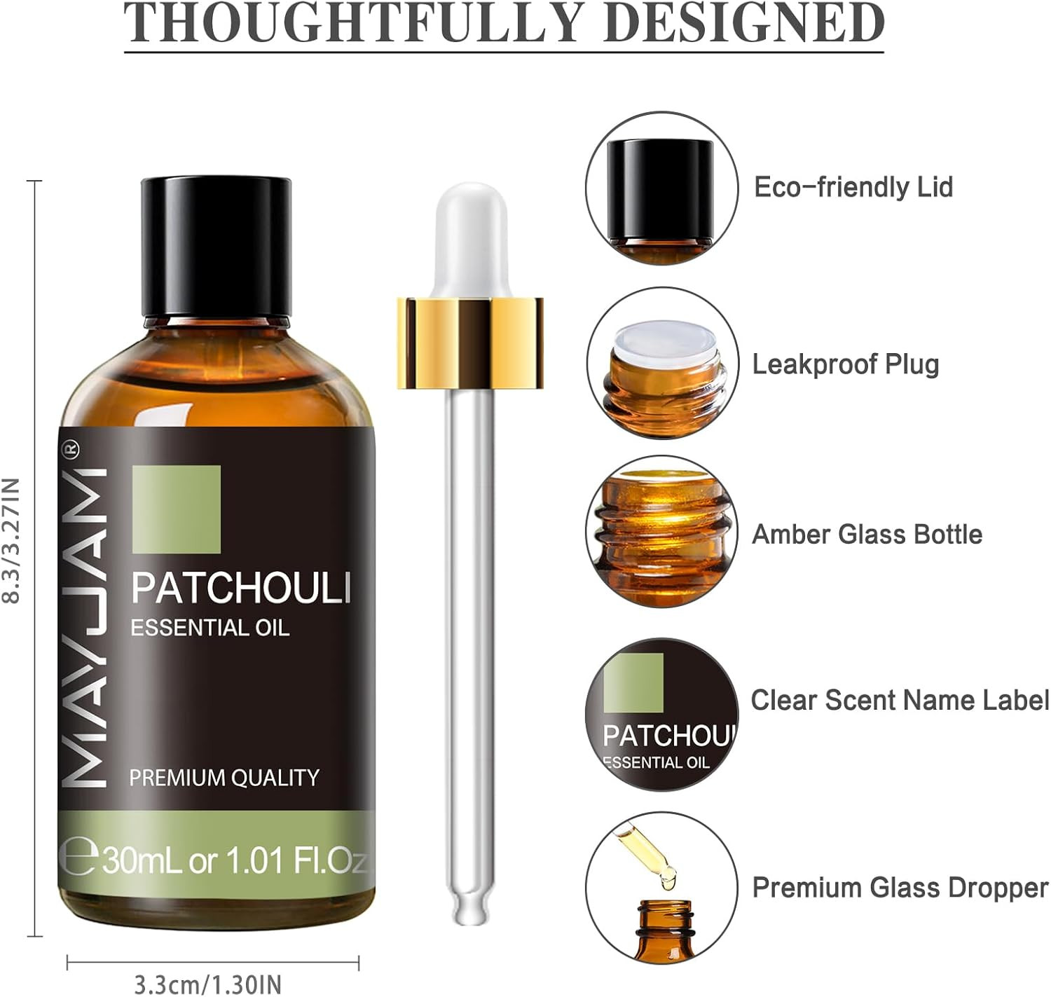 Patchouli Essential Oil, 1.01FL.OZ Essential Oils, Use with Diffuser, during Yog