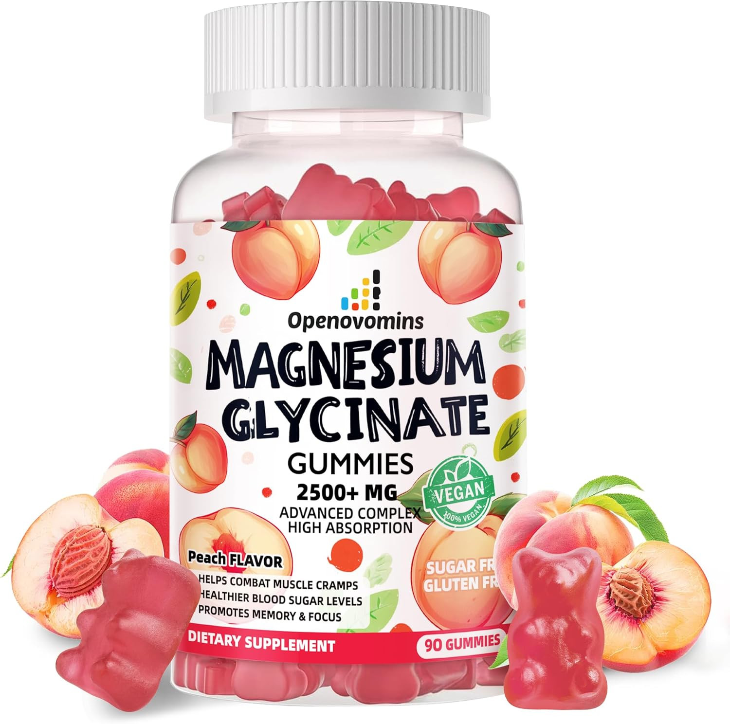 Magnesium Glycinate Gummies 2500mg – Sugar Free Magnesium Potassium Supplement