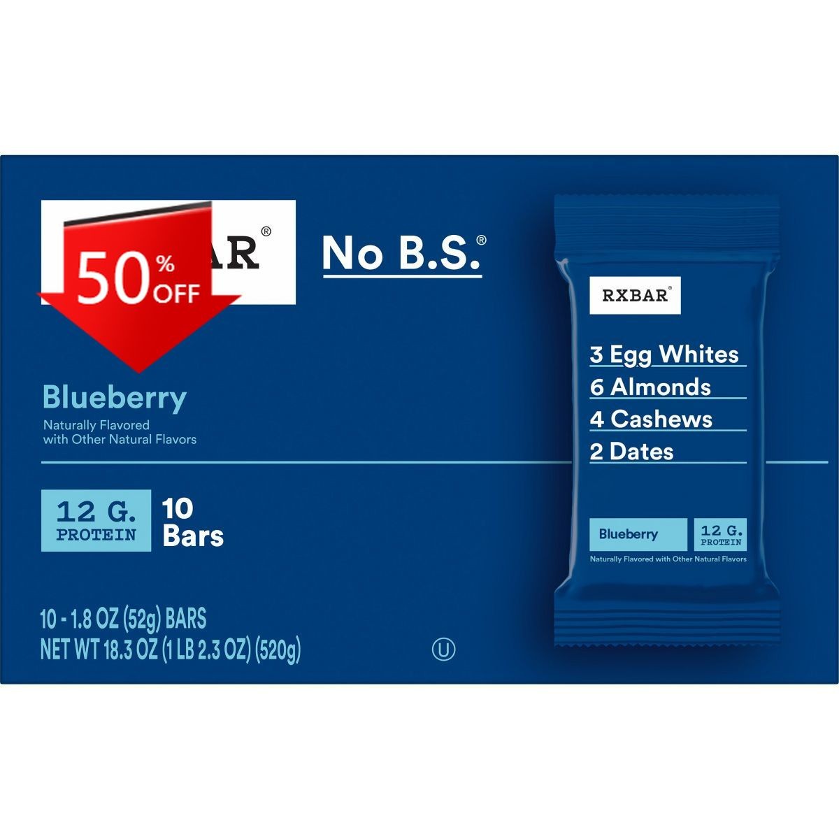 RXBAR Blueberry Protein Bars – 12g Protein – 18.3oz/10ct