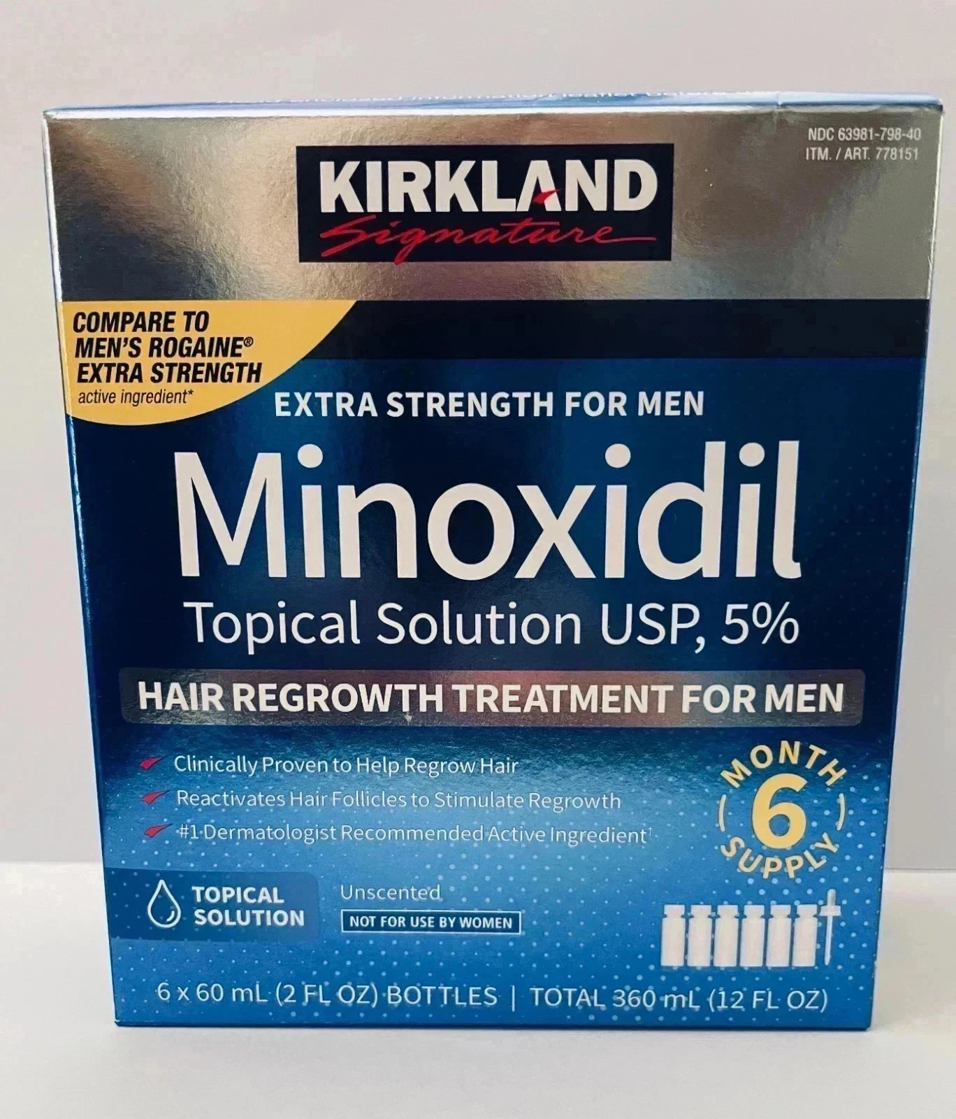 Kirkland Minoxidil 5% Extra Strength Men Hair Regrowth Treatment (Exp. 2029)