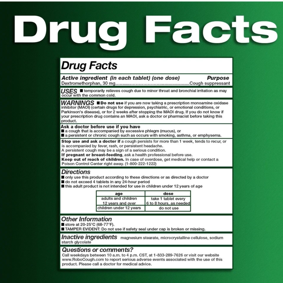 Cough Suppressant 100 Tablets 30mg Dextromethorphan