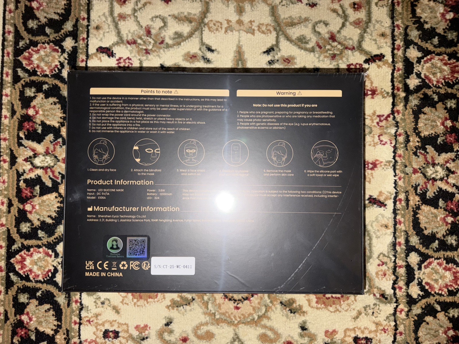 NEW Sealed LED Silicone Face & Neck Light Therapy Mask 324 LED Rechargeable