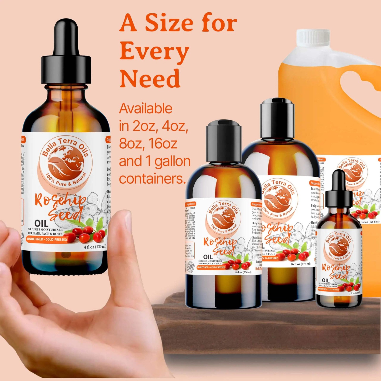 Rosehip Seed Oil: Cold-Pressed, Pure, Ideal for Skin Regeneration and Care