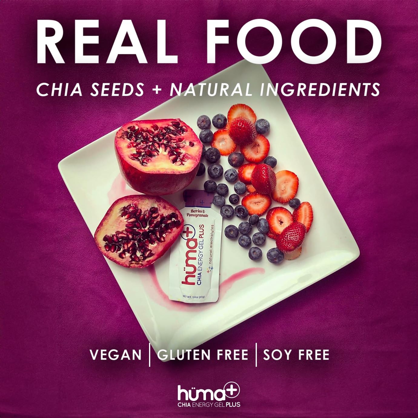 Huma Plus Chia Energy Gel, Variety Pack, 12 Gels