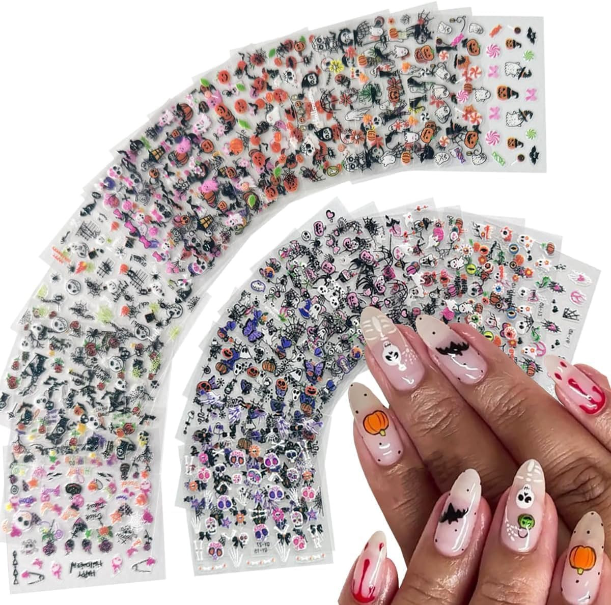 White Flower Nail Art Stickers White Flower with Rhinestones Nail Decals 3D Self