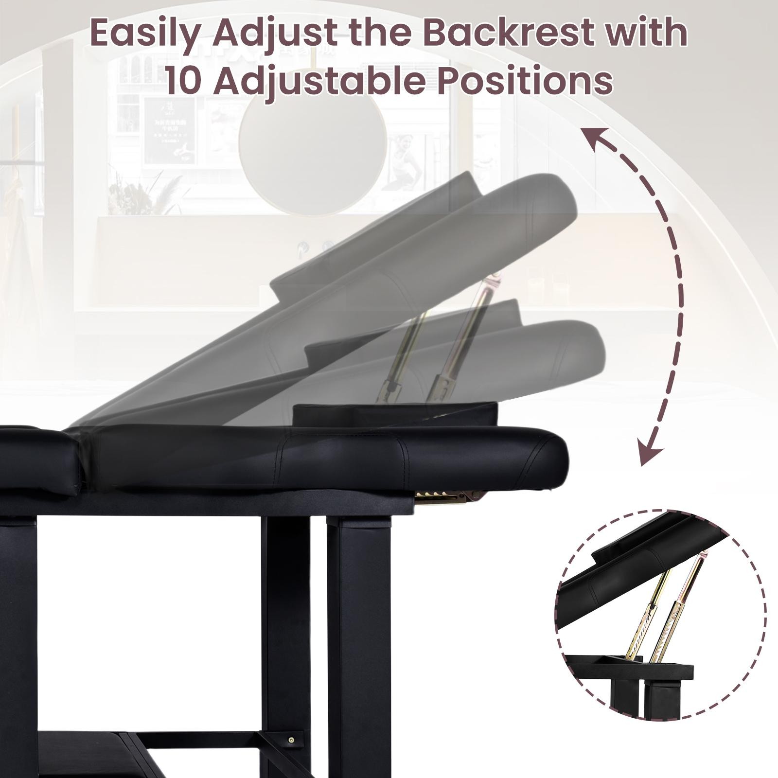 Black HeavyDuty Wide Massage Table Facial Bed Salon Beauty w/Open-Chest,Headrest