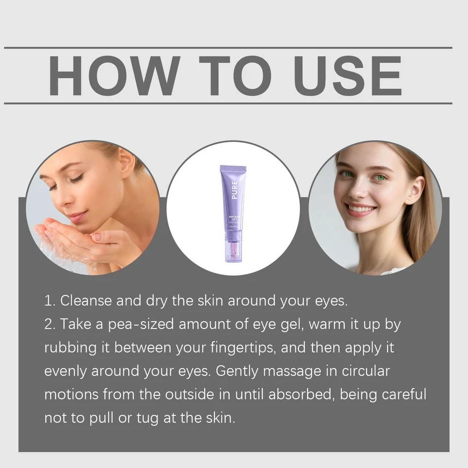 NEW! GOPURE Instant Lift Eye Gel – For Puffiness & Bags, Fine Lines 0.35 Oz