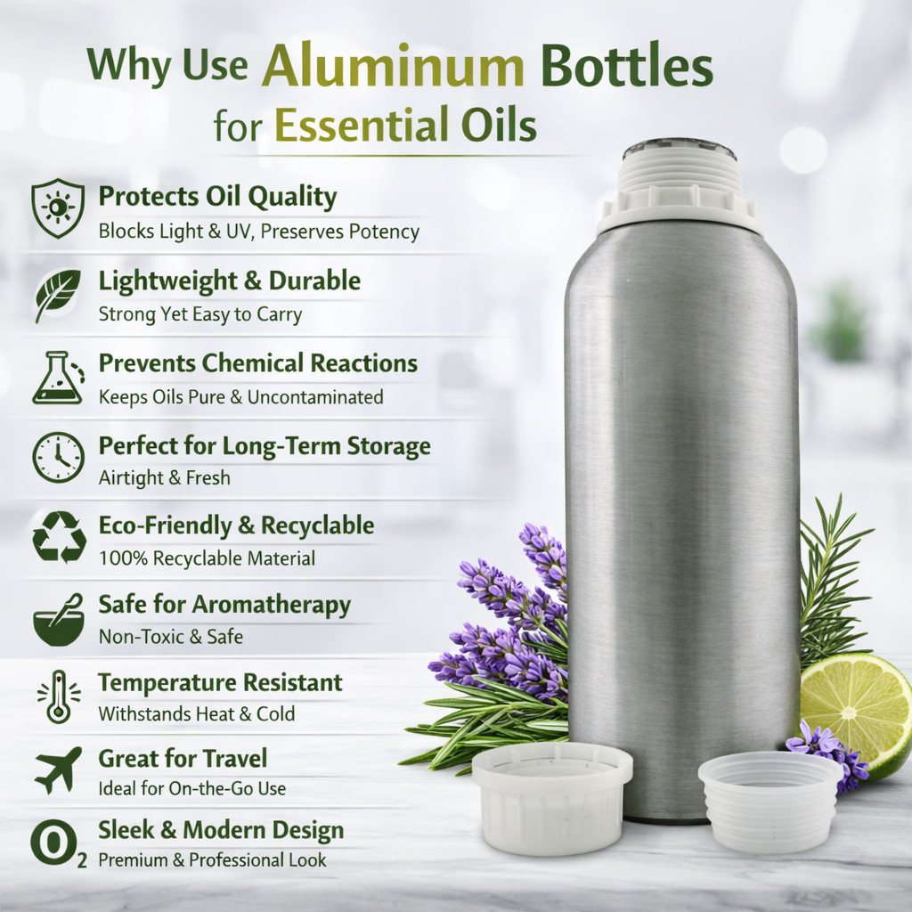 Essential Oil 8 fl oz Aluminum Bottle, Bulk All Natural Uncut, 50+ Oils