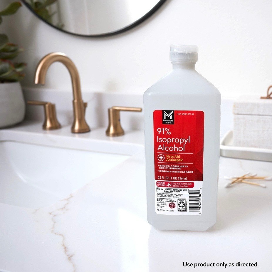 Member’s Mark 91% Isopropyl Alcohol 32 oz Bottles 2 Pack First Aid Cleaning