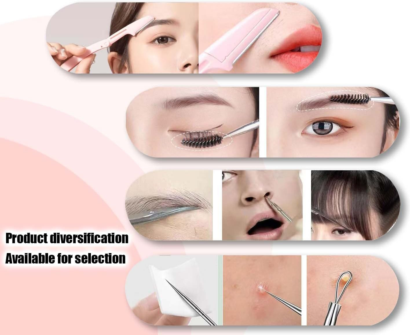10Pc Eyebrow Tweezers Set Razor Scissors Blackhead Remover Grooming Kit