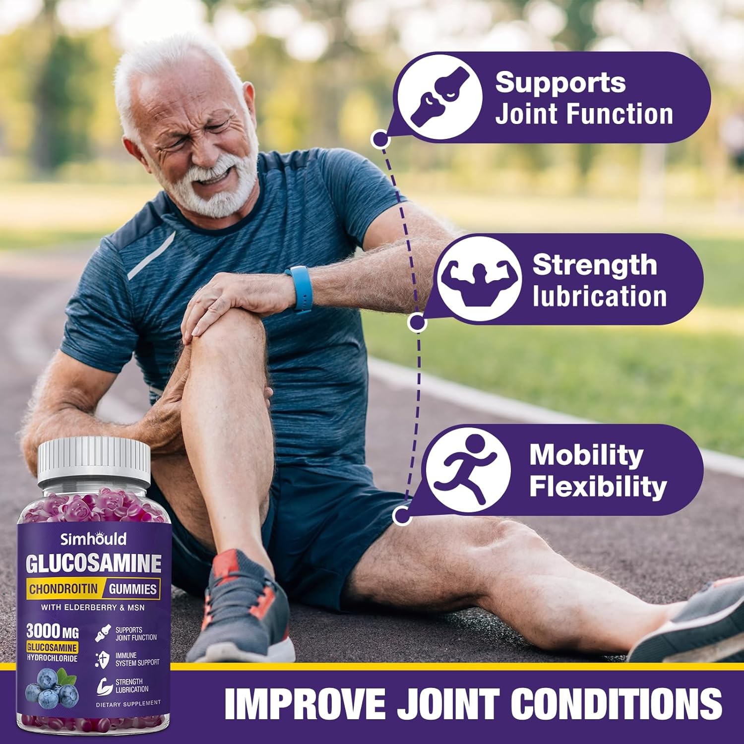 3 Packs Glucosamine Chondroitin Gummies – 3000MG Extra 60 Count (Pack of 3)