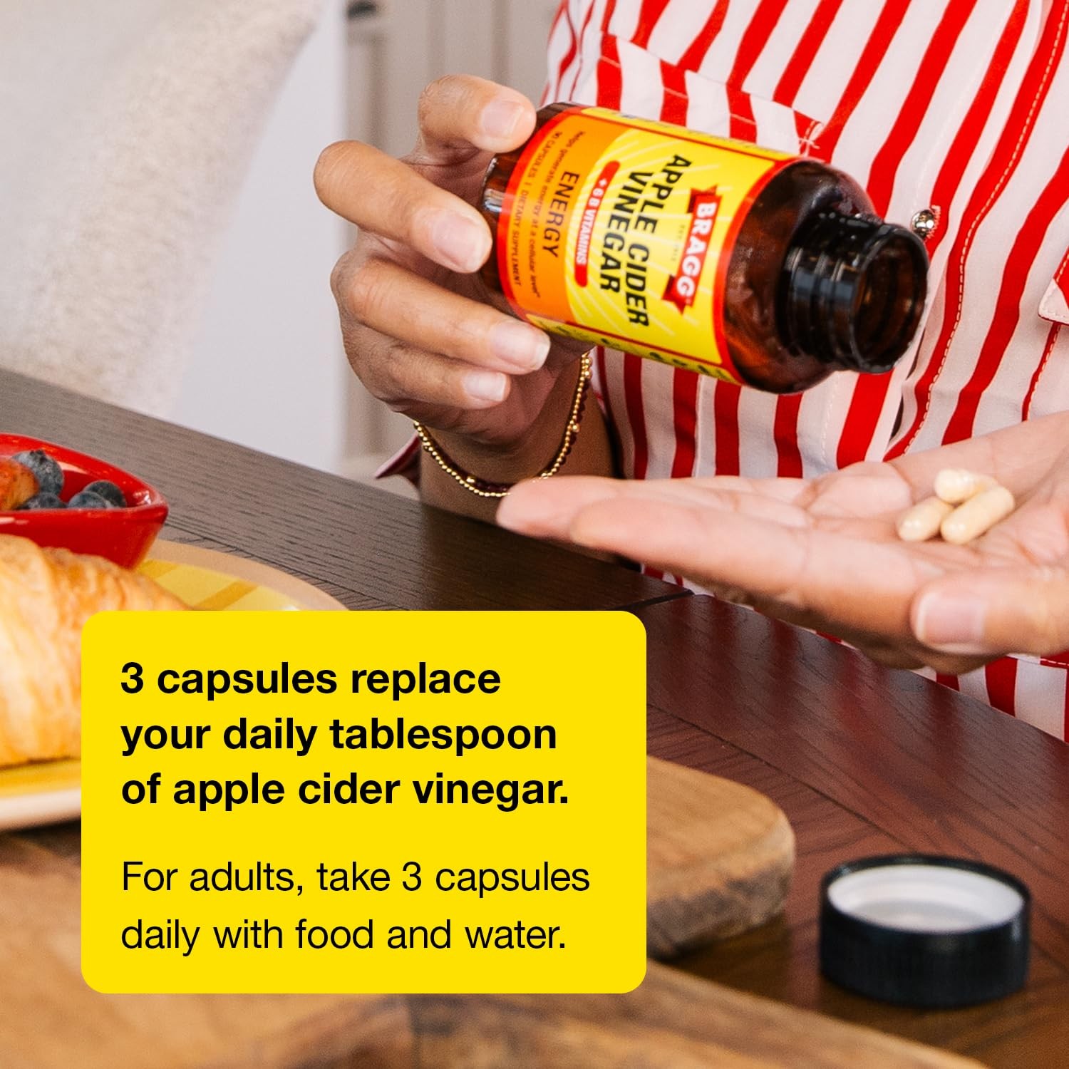 Bragg Energy Apple Cider Vinegar Capsules B-12 Vitamins – 90 Capsules – Weight