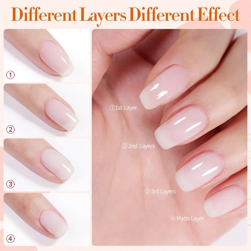Jelly Nude Gel Nail Polish 10ml Light Pink UV Cure Nail Art DIY US
