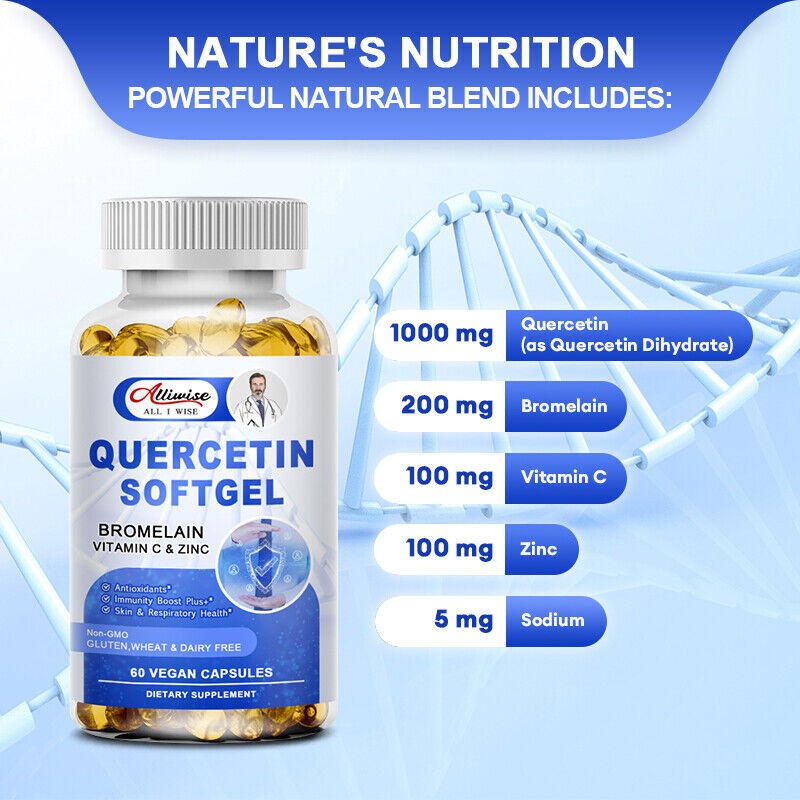 Quercetin 1000MG with Bromelain & Zinc – Natural Immune Support Supplement