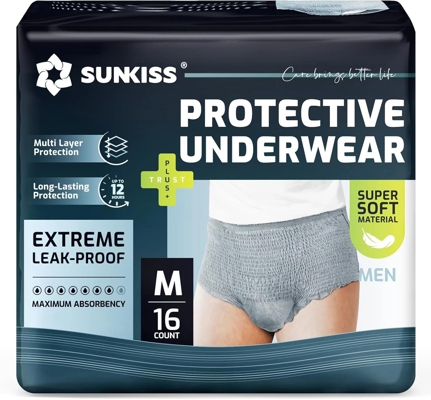 SUNKISS Super Soft Incontinence Underwear for Men, Daytime Disposable Adult Pull