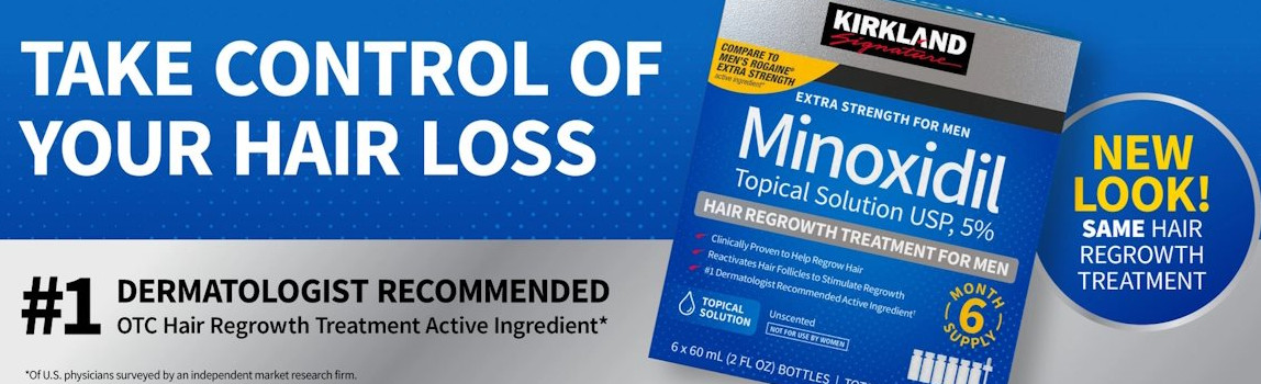 Kirkland Signature Minoxidil 5% Hair Regrowth Treatment for Men – 6 Month Supply