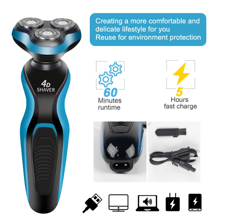 4-in-1 Electric Shaver Razor Waterproof Cordless Rechargeable Head Beard Trimmer