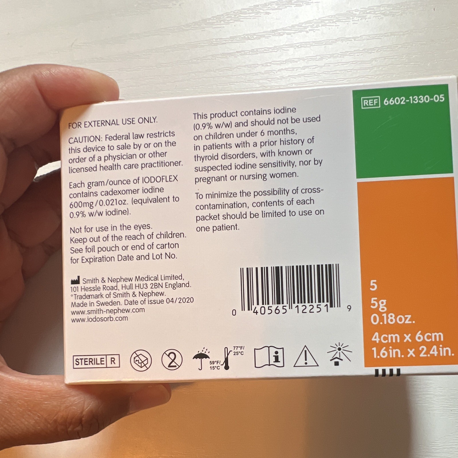 Smith & Nephew IODOFLEX Cadexomer Iodine Pad 4cm x 6cm Sterile Qty 5