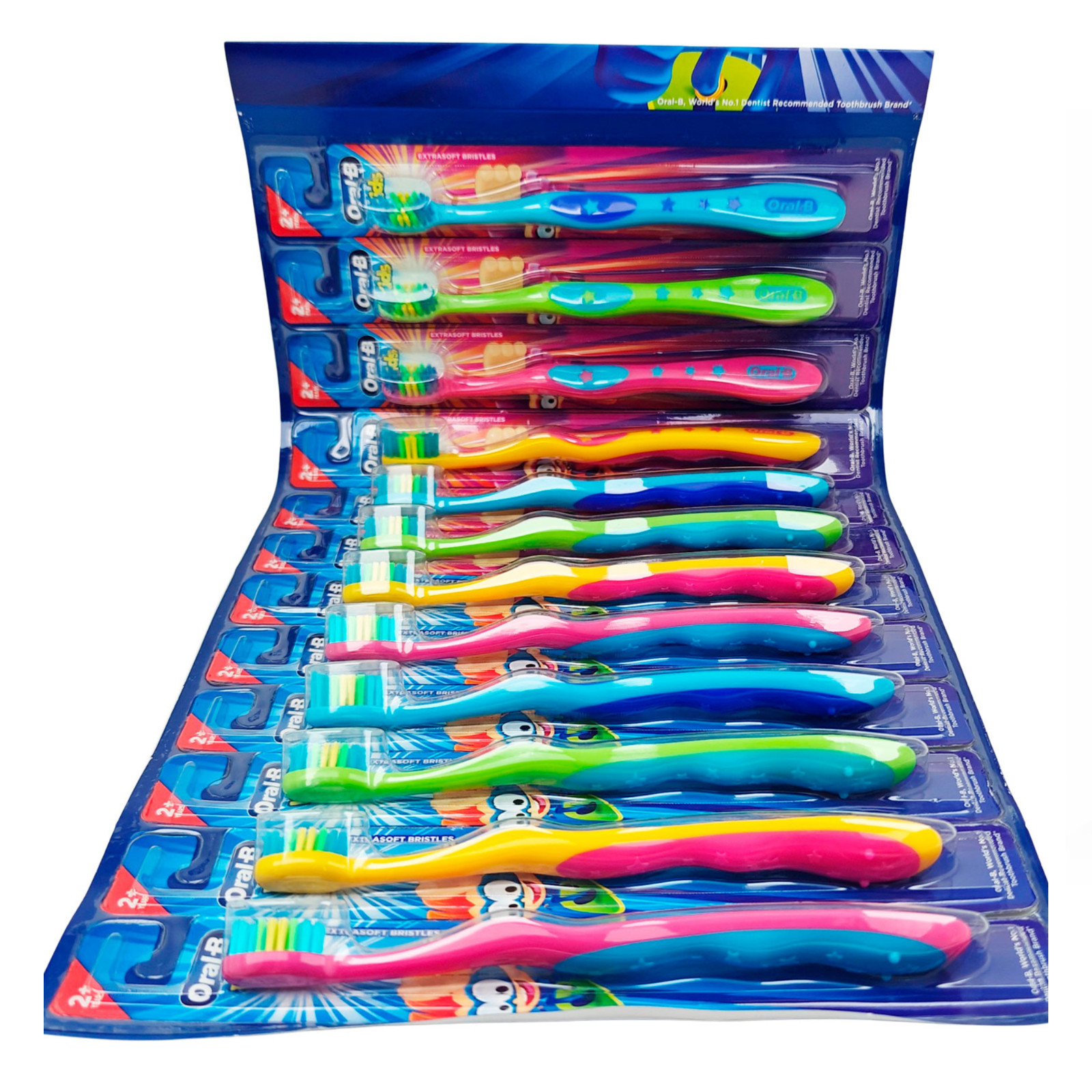 Oral-B Kids Toothbrush Set 12 Pack Card Extra Soft 2+ Years Colorful Brushes