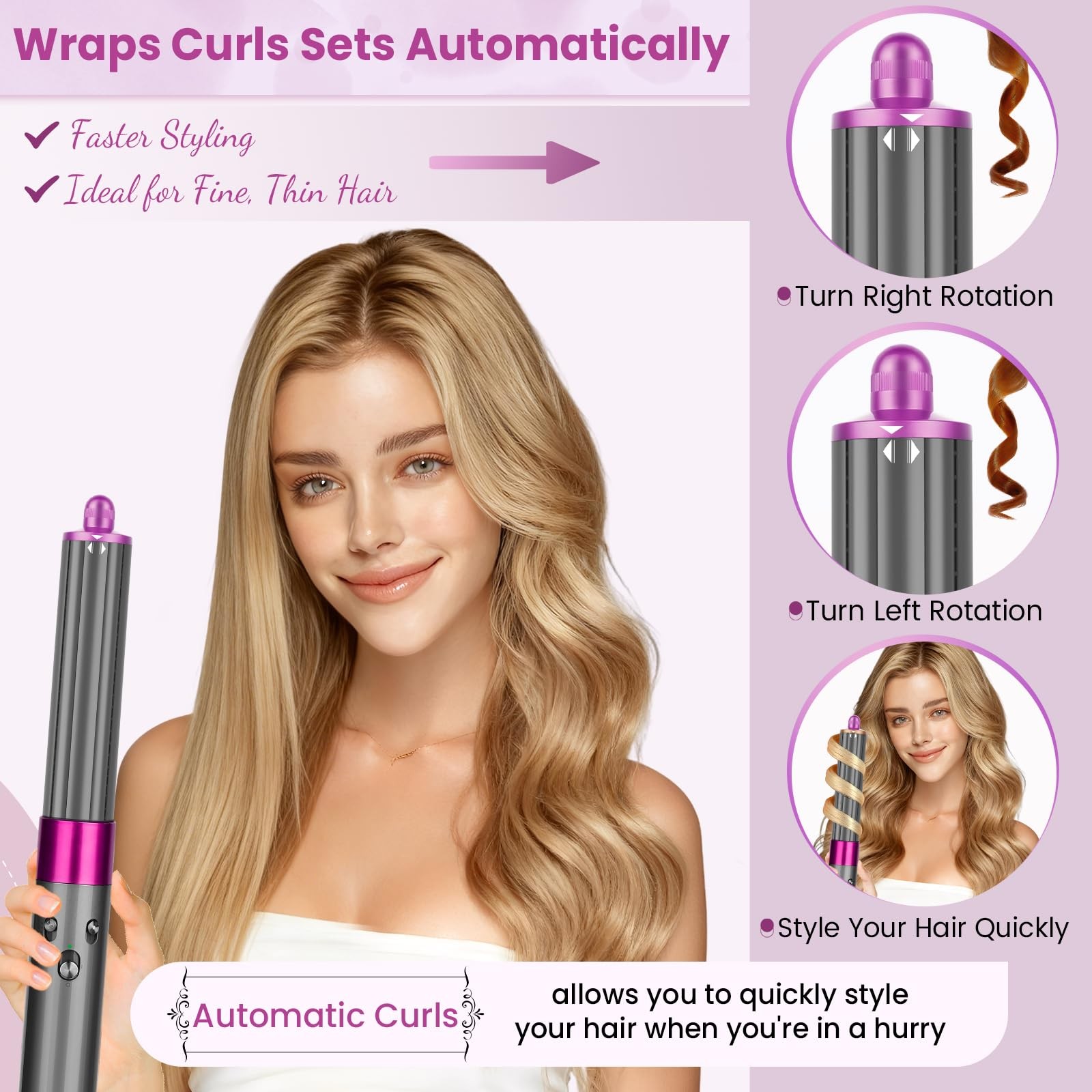 PUREGUST 1.6IN Long Hair Barrels Attachment Compatible with Dyson Airwrap HS01 H