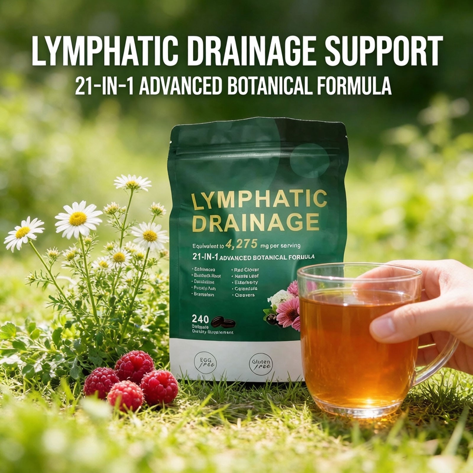 240 Softgels, 4275mg Lymphatic Drainage Supplements, Lymph System Support New