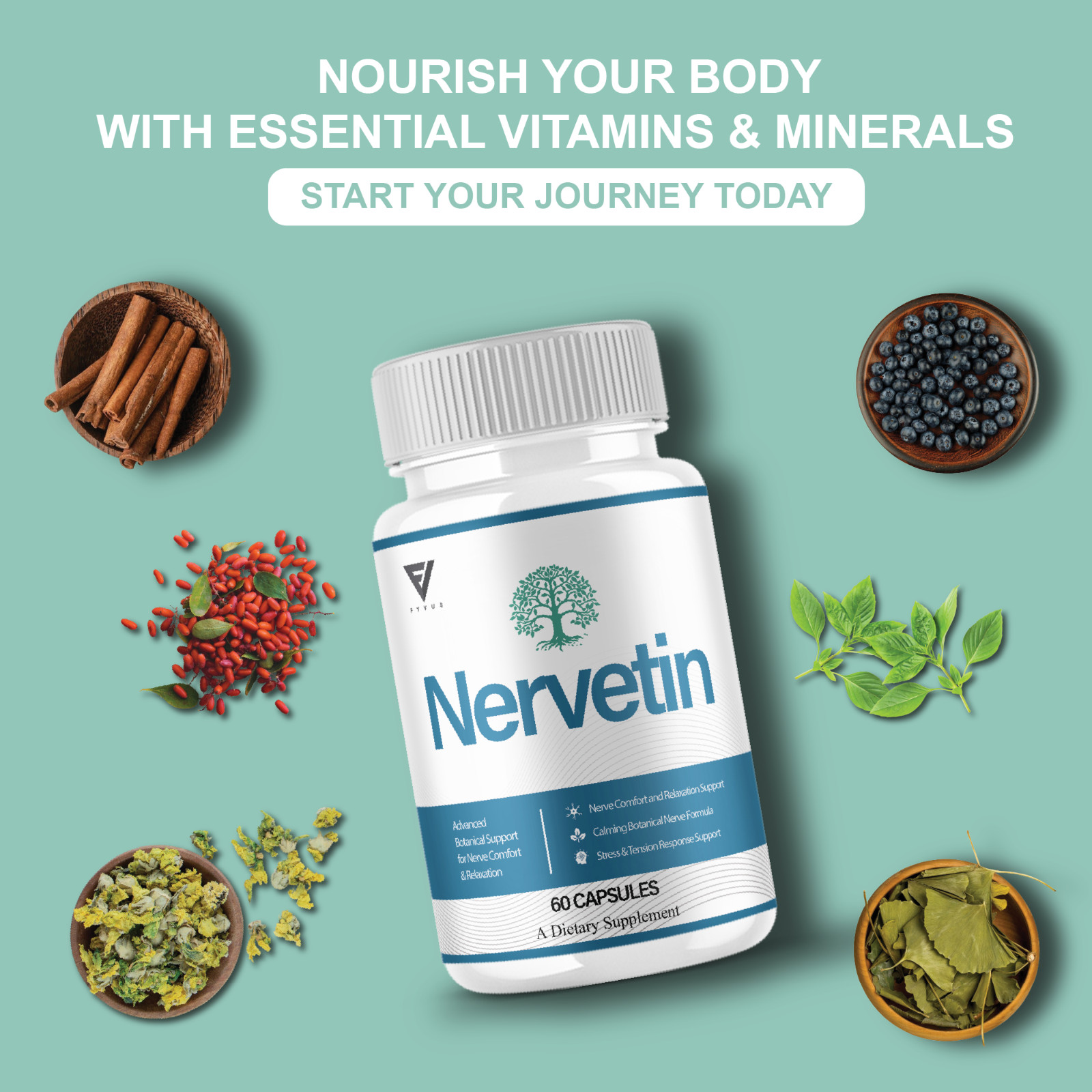 (5 Pack) Nervetin Nootropic Supplement, Nervetin Maximum Strength (300 Capsules)