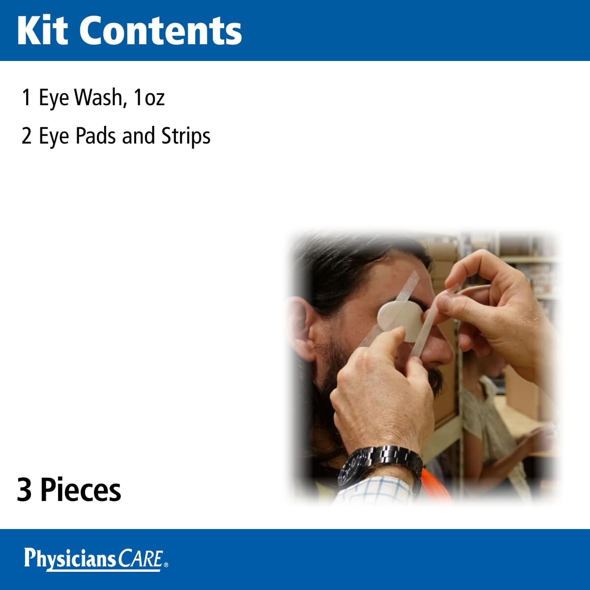 5Piece Eye Wash Kit with Oval Eye Pads, First Aid Adhesive Strips & Emergency…