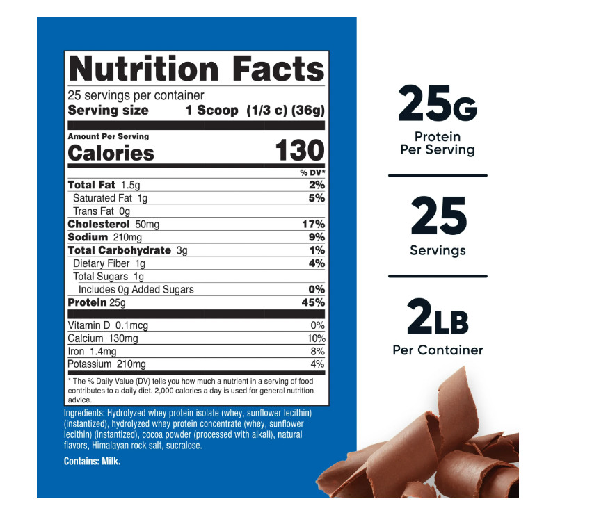 Nutricost Hydrolyzed Whey Protein Chocolate 2lb 25g Protein Hydrolysate Gluten F