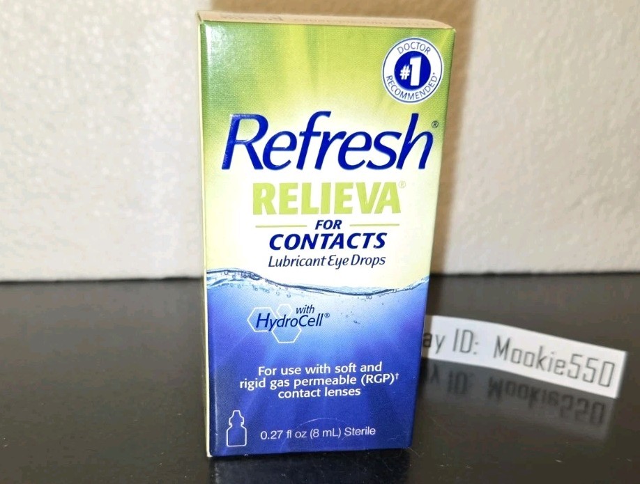 EXP 06/2027! 3 Box REFRESH RELIEVA * FOR CONTACTS * Eye Drops 0.27oz (8mL)