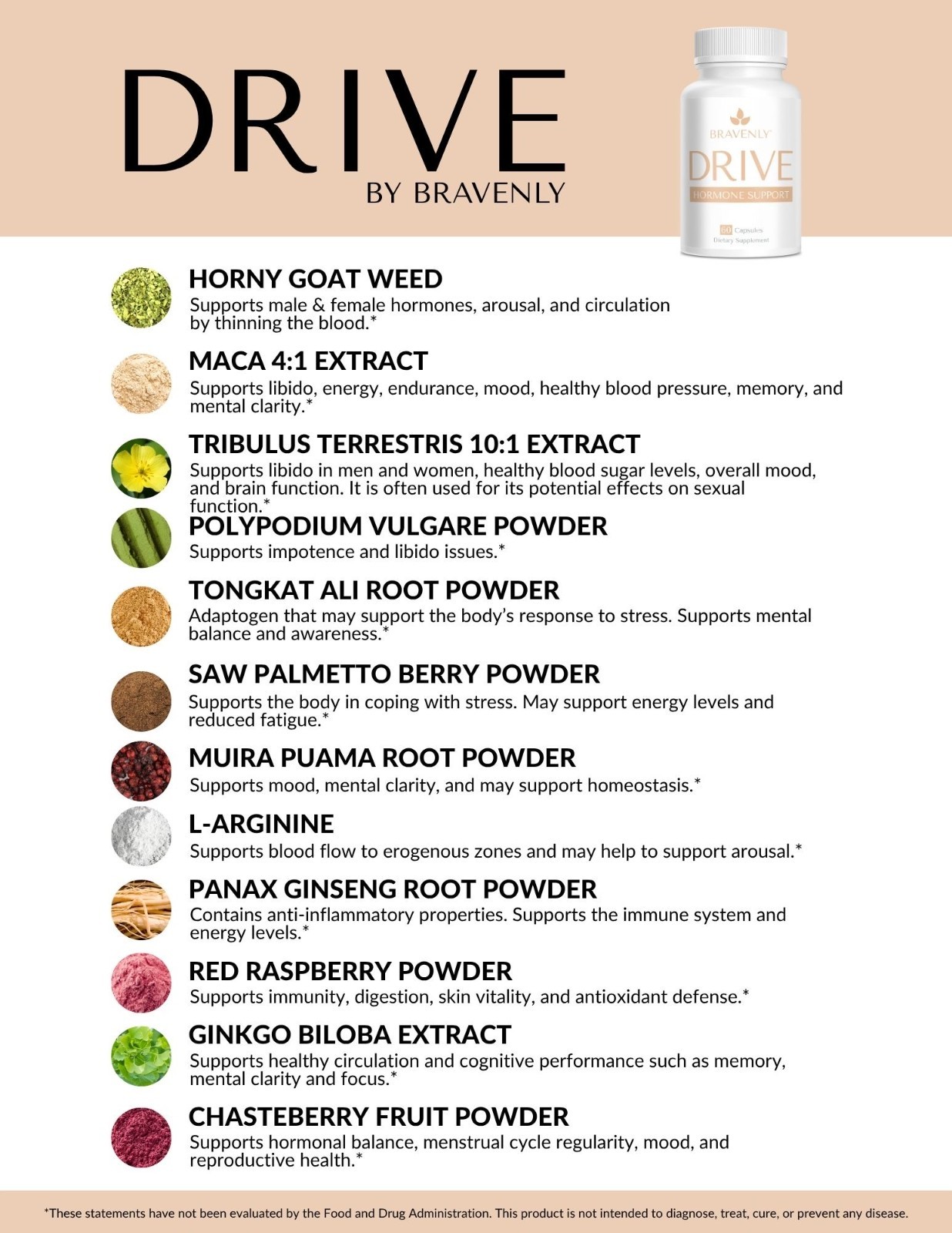 Bravenly Drive, Advanced Hormonal, Support, 60 Capsules, *BONUS GOLD SAMPLES*