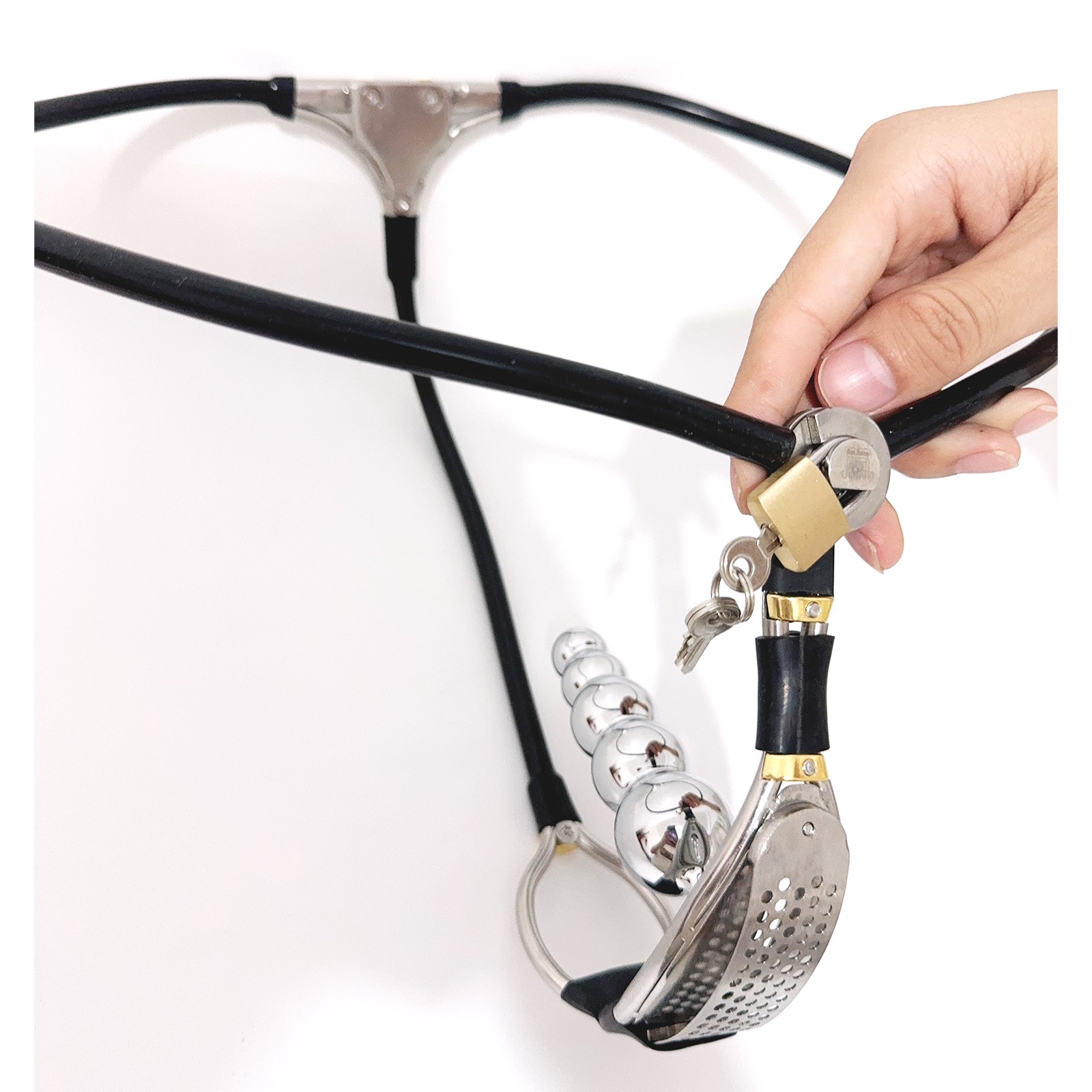 Stainless Steel Chastity Belt Invisible Lockable With Vaginal Plug For Female