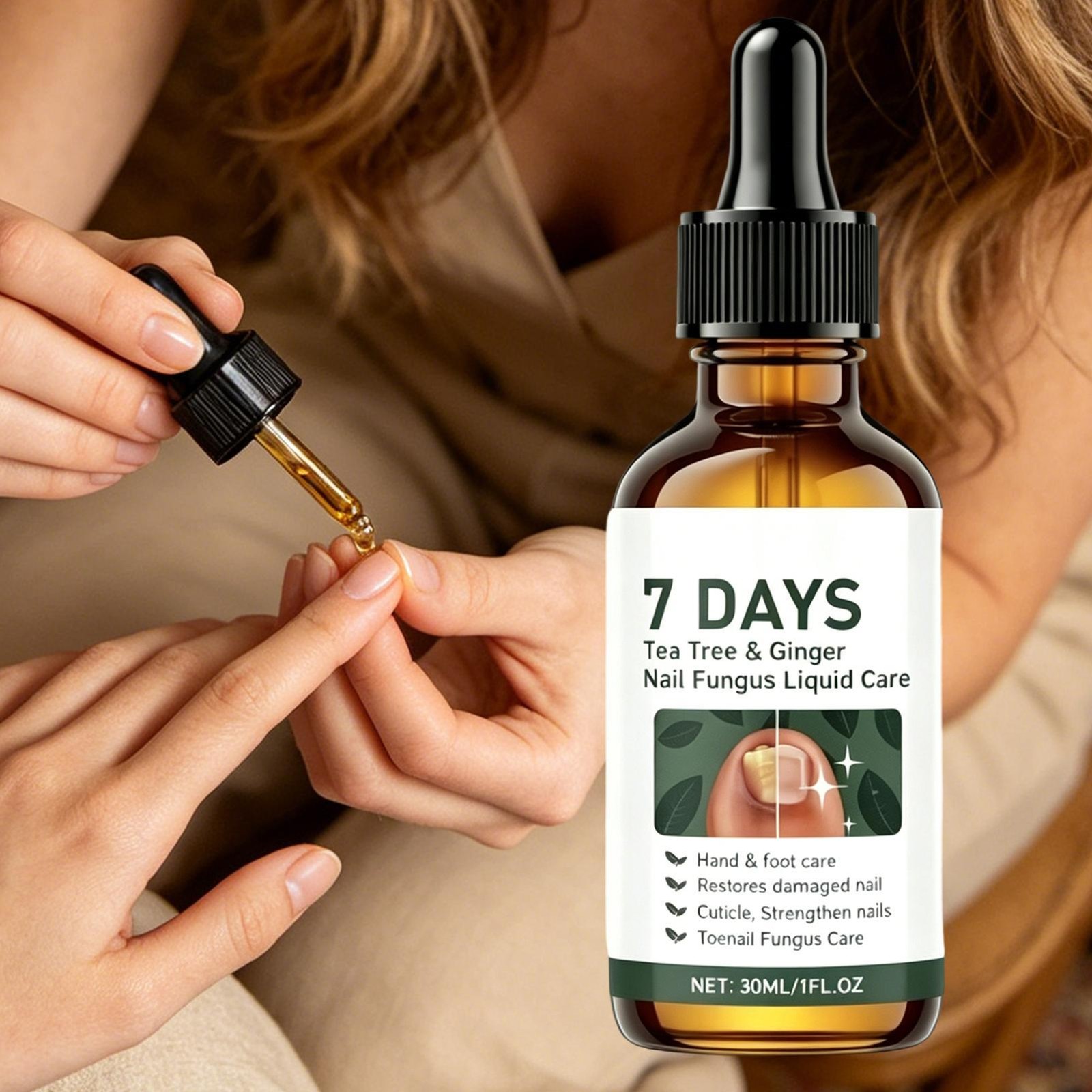 7 Days Tea Tree & Ginger Nail Care Serum 30ml For Repair Dry Brittle Nails