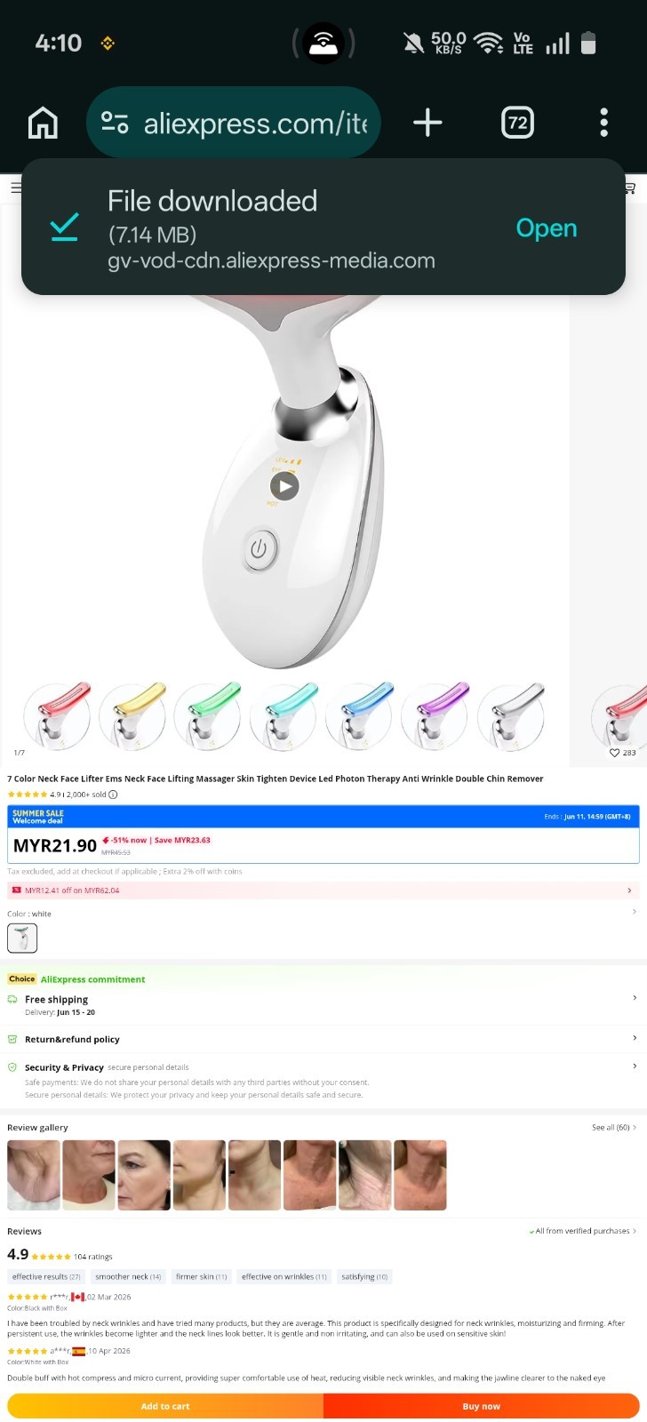 LED Neck Massager EMS Face Lifting Skin Tightening Anti Wrinkle Device